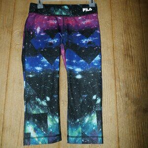 WOMENS FILA Performance Sportl Running Legging Capri Galaxy Galactic design